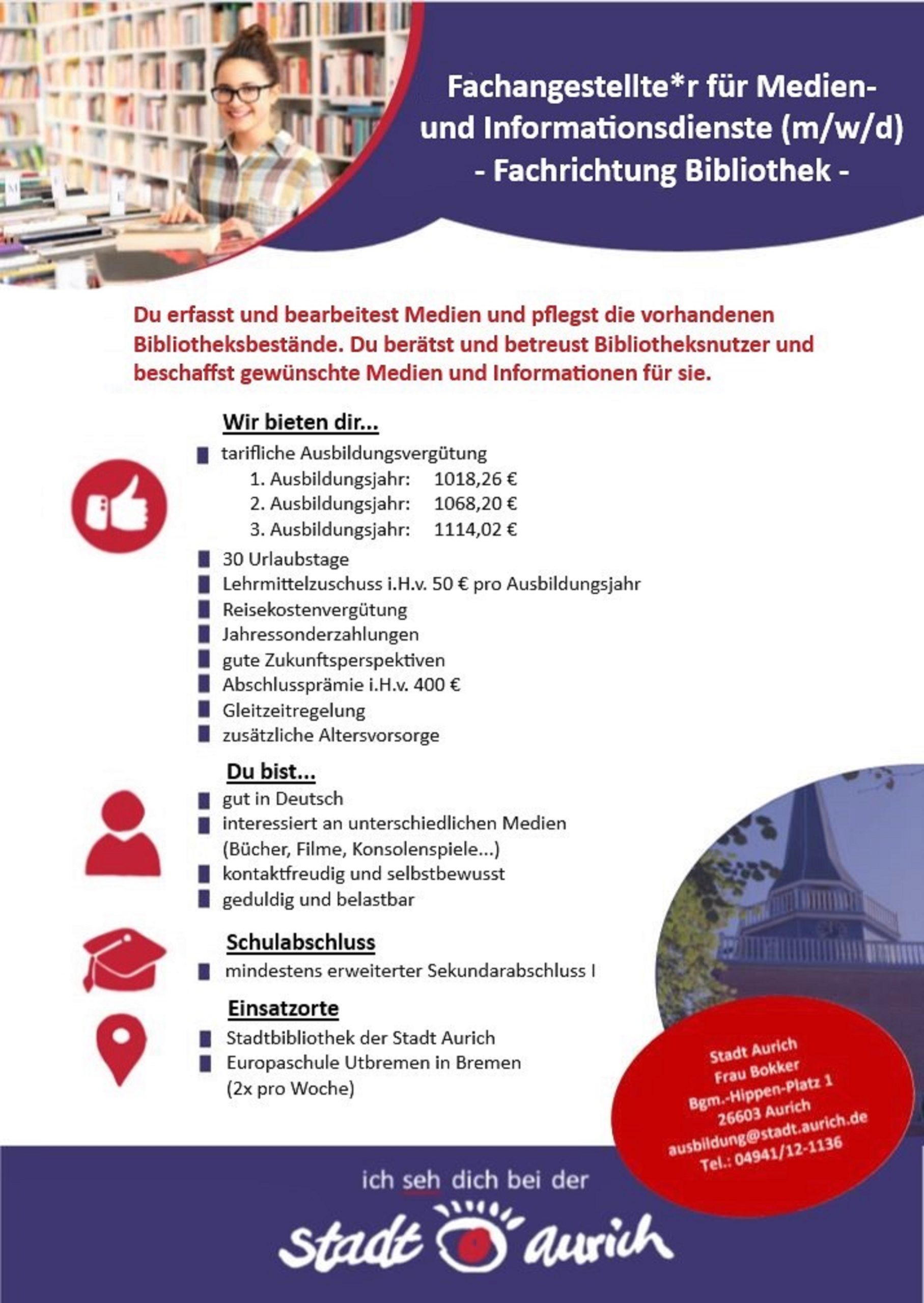 Ausbildung 2021 in der Stadtbibliothek Aurich?